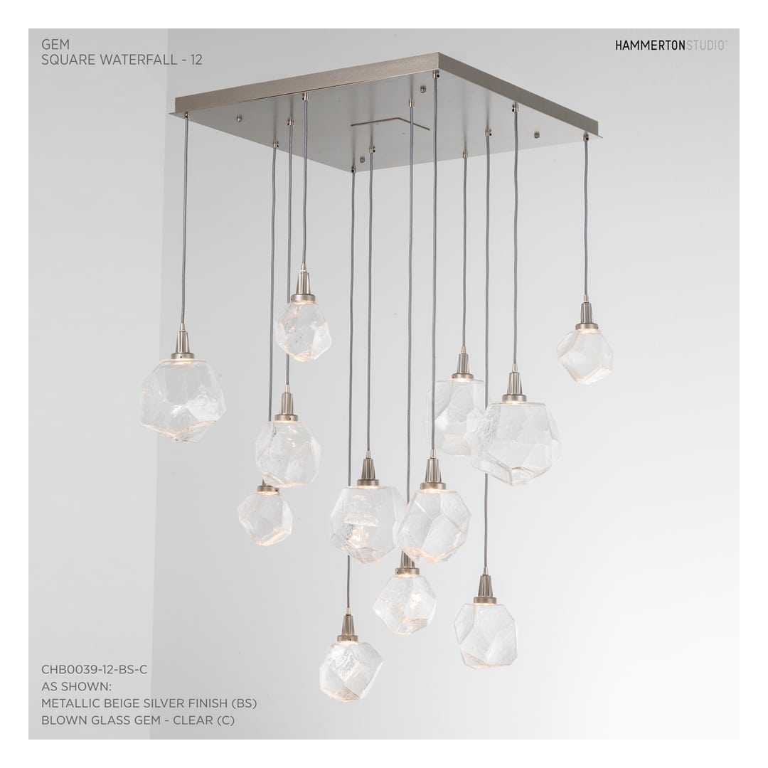 Gem 36" Wide 12 Light Hand Blown Glass LED Pendant