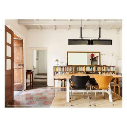 Urban Loft 44" Wide Artisan Crafted Linear Chandelier with Hand Textured Glass