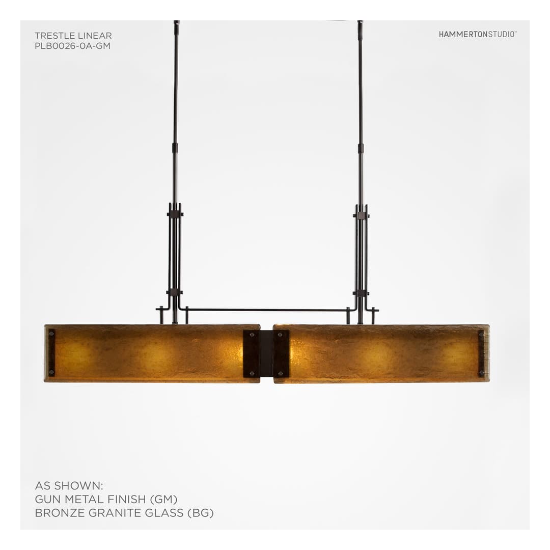 Urban Loft 44" Wide Artisan Crafted Linear LED Chandelier with Hand Textured Glass