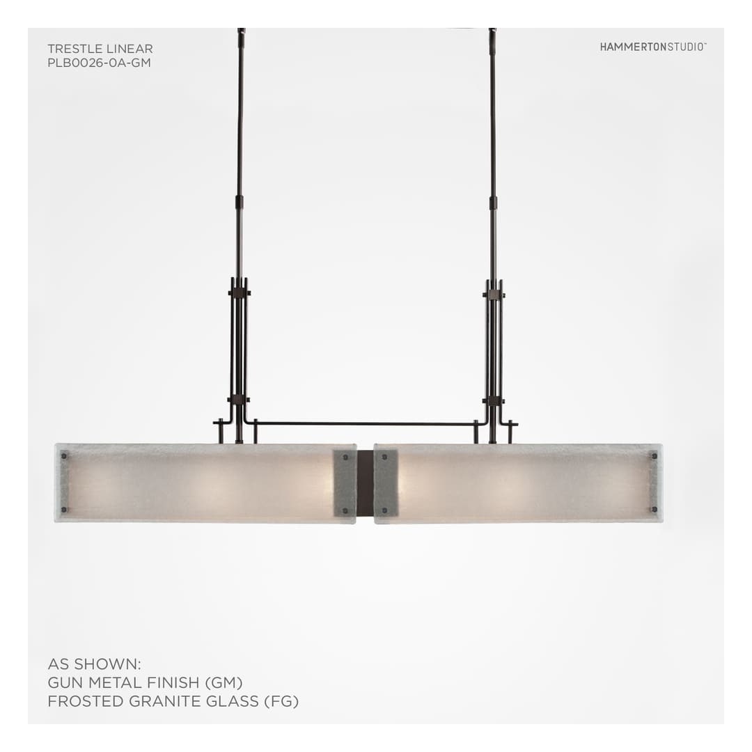 Urban Loft 44" Wide Artisan Crafted Linear Chandelier with Hand Textured Glass