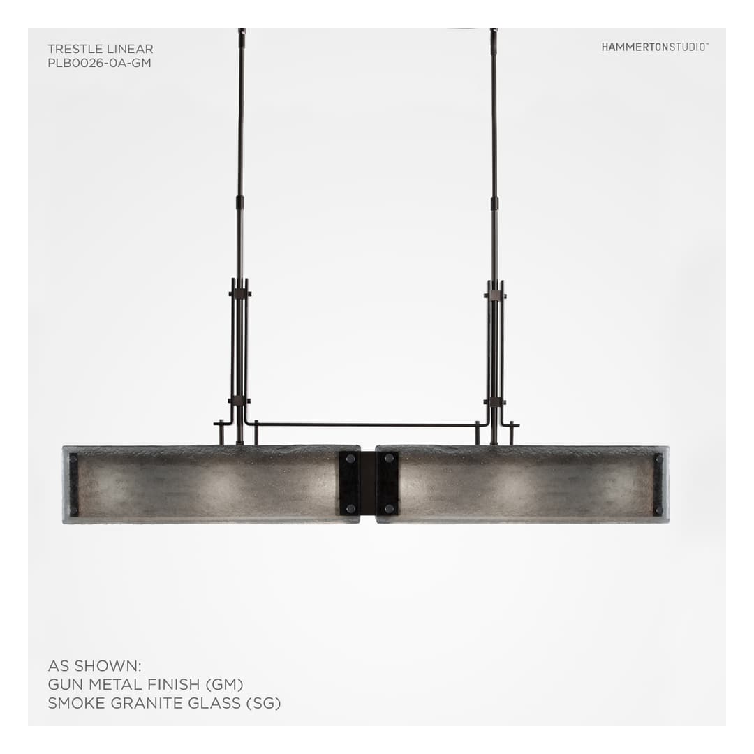 Urban Loft 44" Wide Artisan Crafted Linear LED Chandelier with Hand Textured Glass