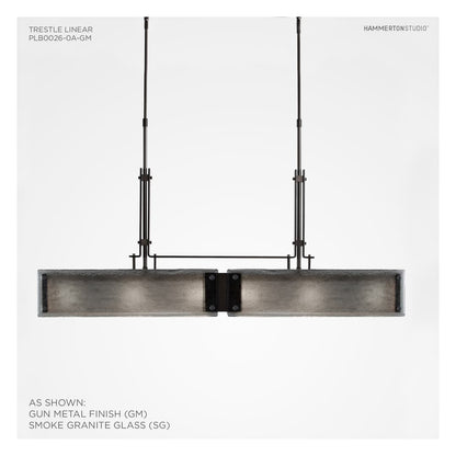 Urban Loft 44" Wide Artisan Crafted Linear LED Chandelier with Hand Textured Glass