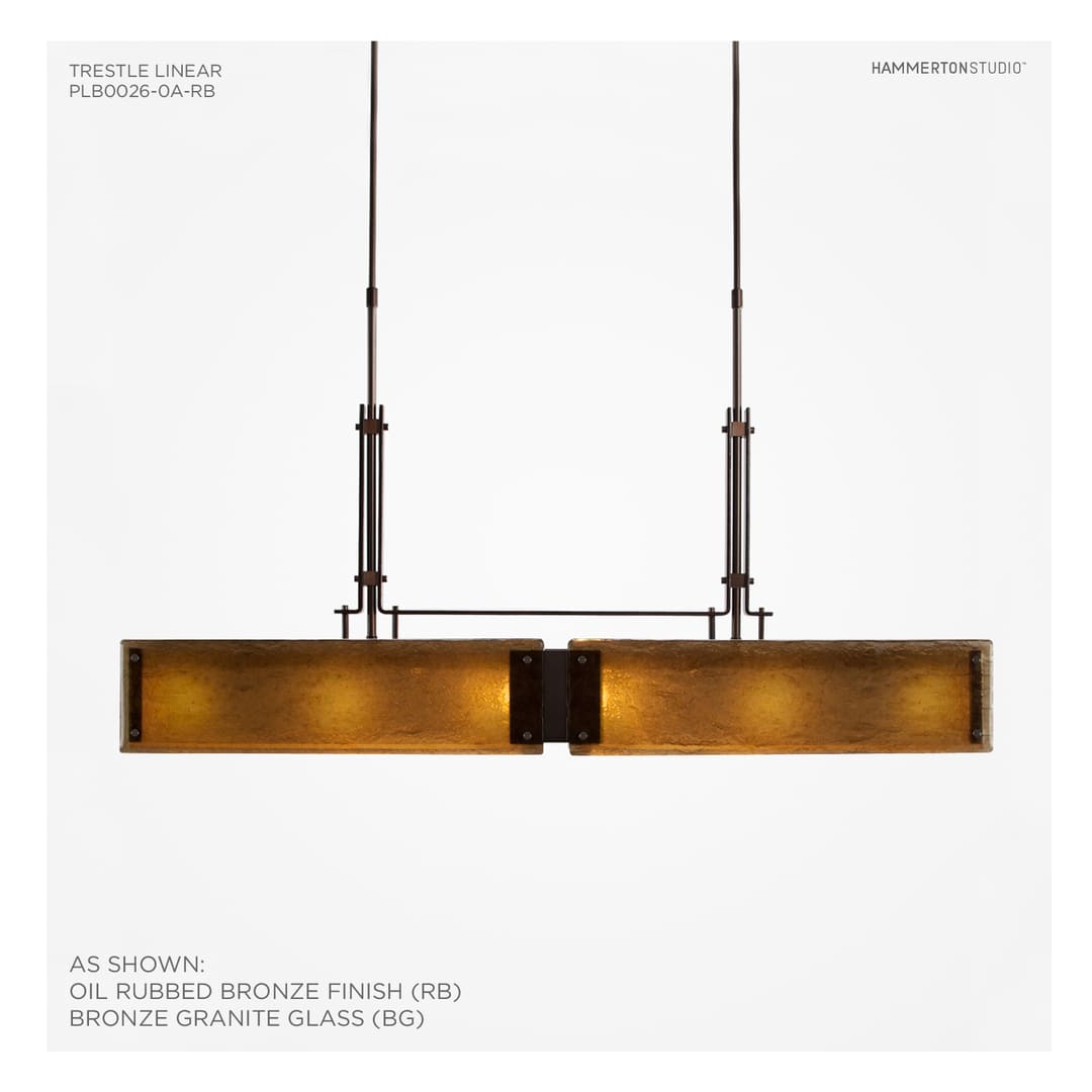 Urban Loft 44" Wide Artisan Crafted Linear Chandelier with Hand Textured Glass