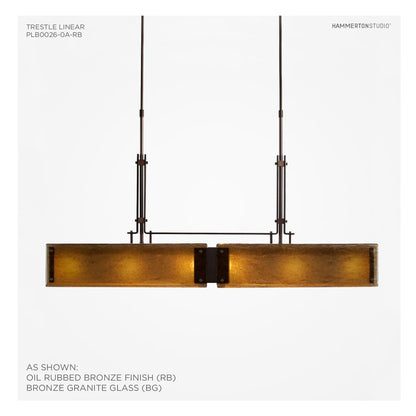 Urban Loft 44" Wide Artisan Crafted Linear LED Chandelier with Hand Textured Glass