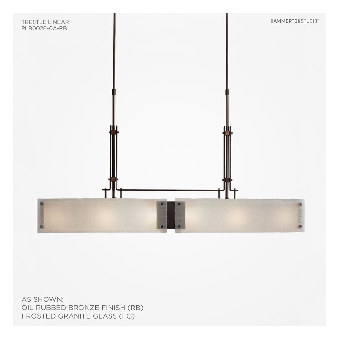 Urban Loft 44" Wide Artisan Crafted Linear Chandelier with Hand Textured Glass
