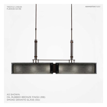 Urban Loft 44" Wide Artisan Crafted Linear LED Chandelier with Hand Textured Glass