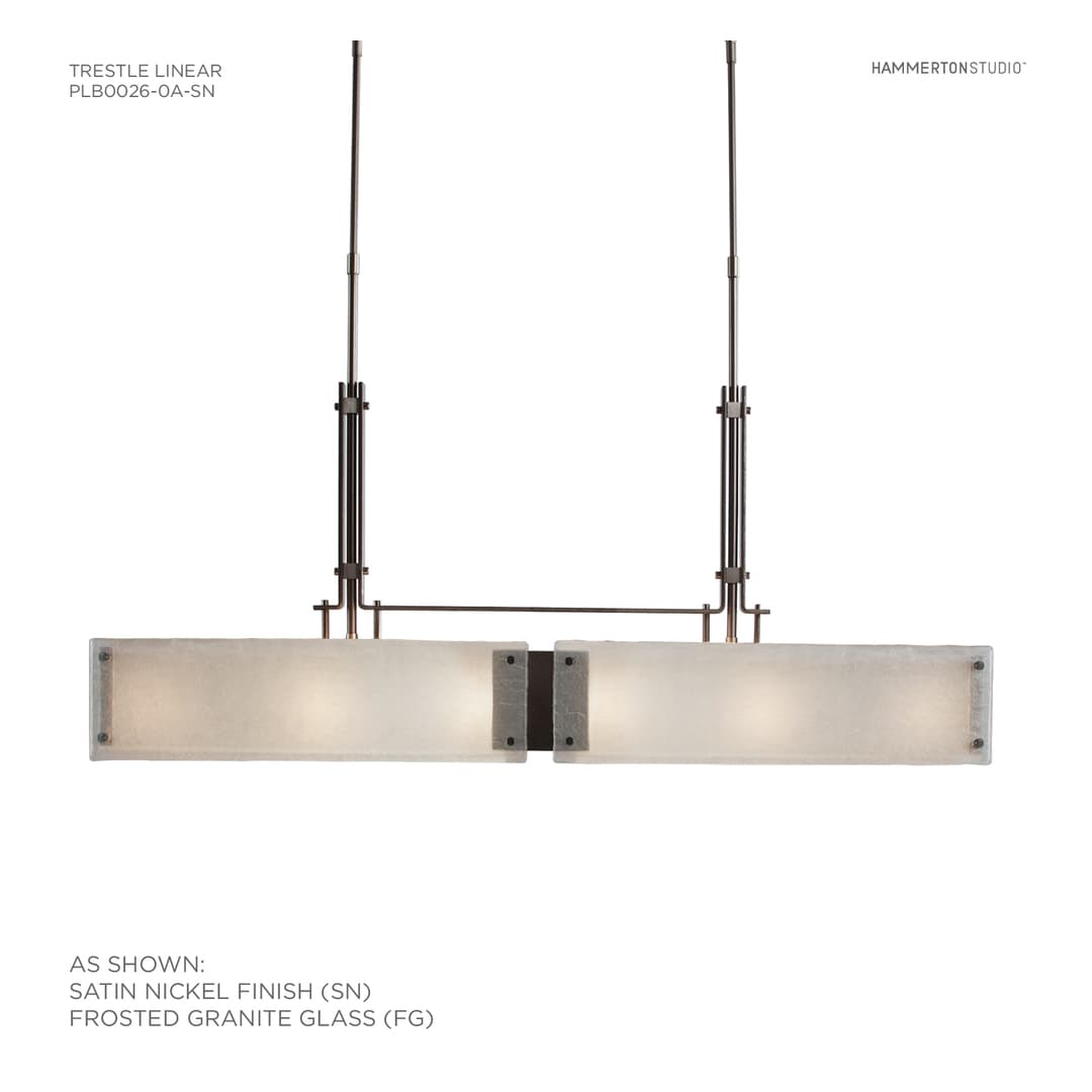 Urban Loft 44" Wide Artisan Crafted Linear Chandelier with Hand Textured Glass