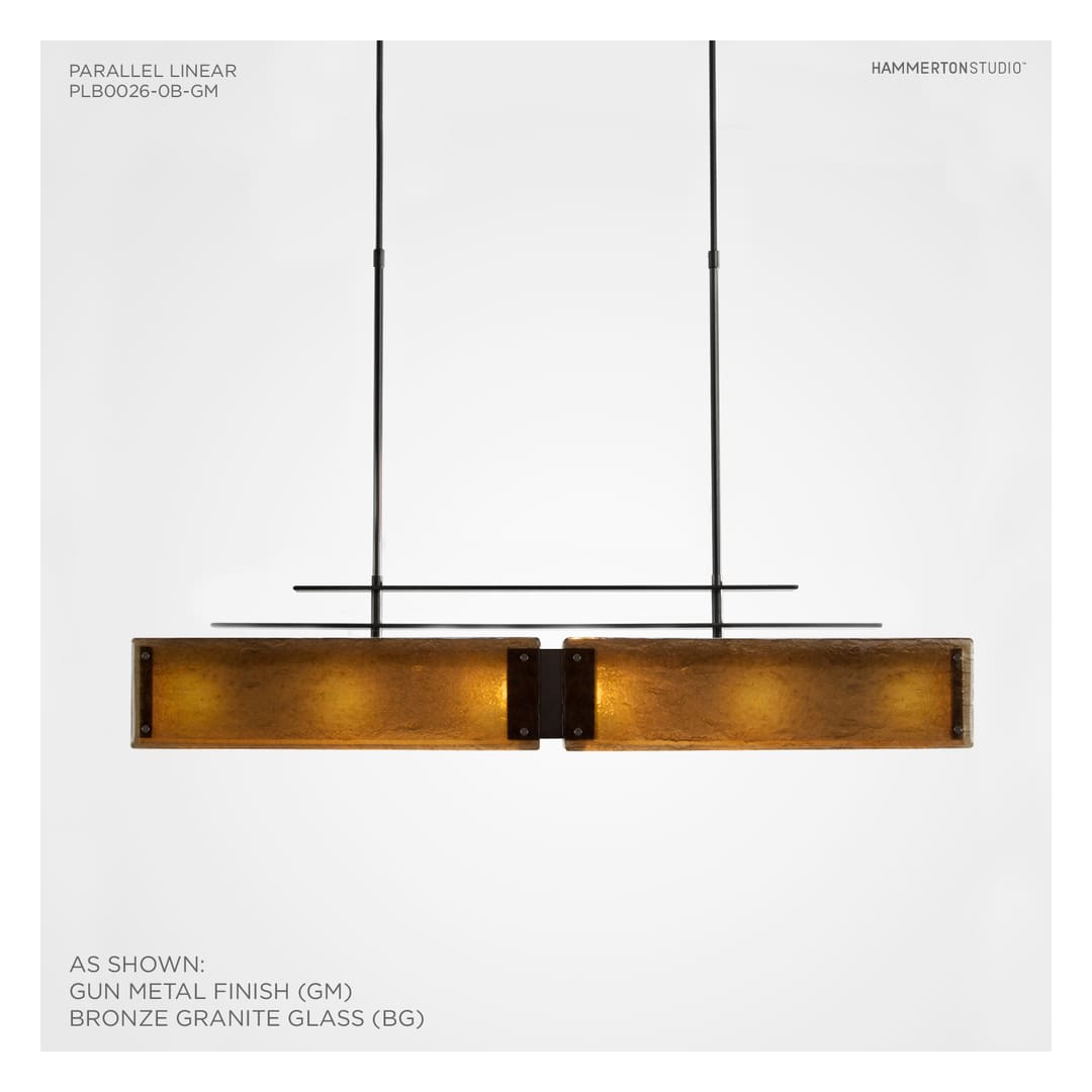 Urban Loft Parallel 44" Wide Artisan Crafted Linear Chandelier with Hand Textured Glass
