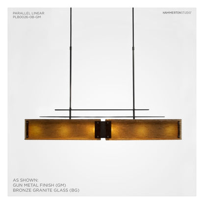 Urban Loft Parallel 44" Wide Artisan Crafted Linear Chandelier with Hand Textured Glass