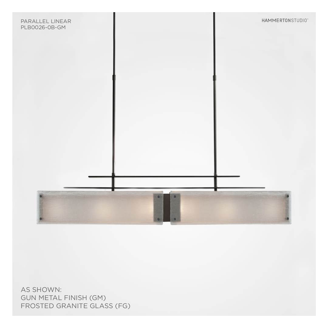 Urban Loft Parallel 44" Wide Artisan Crafted Linear Chandelier with Hand Textured Glass
