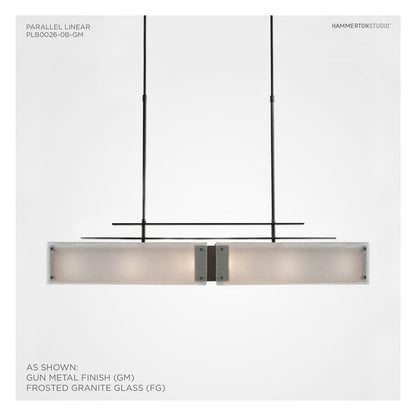 Urban Loft Parallel 44" Wide Artisan Crafted Linear Chandelier with Hand Textured Glass