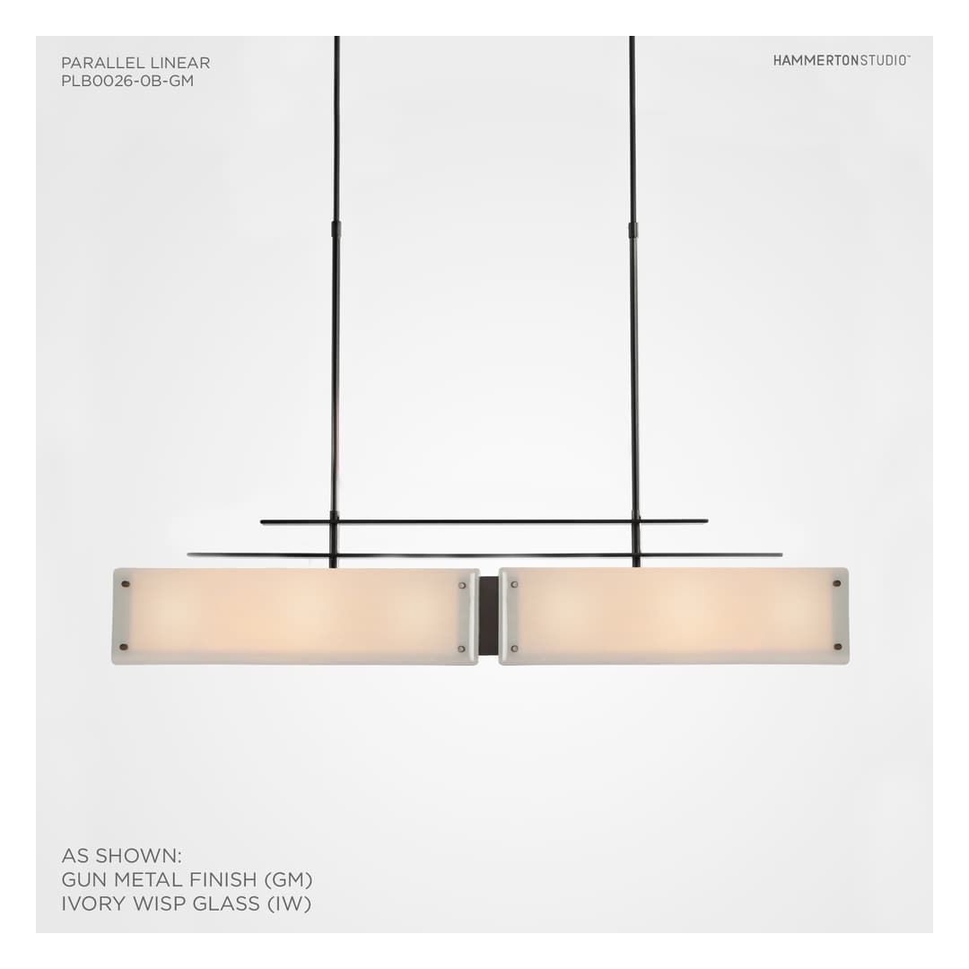 Urban Loft Parallel 44" Wide Artisan Crafted Linear Chandelier with Hand Textured Glass