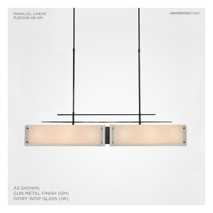 Urban Loft Parallel 44" Wide Artisan Crafted Linear Chandelier with Hand Textured Glass