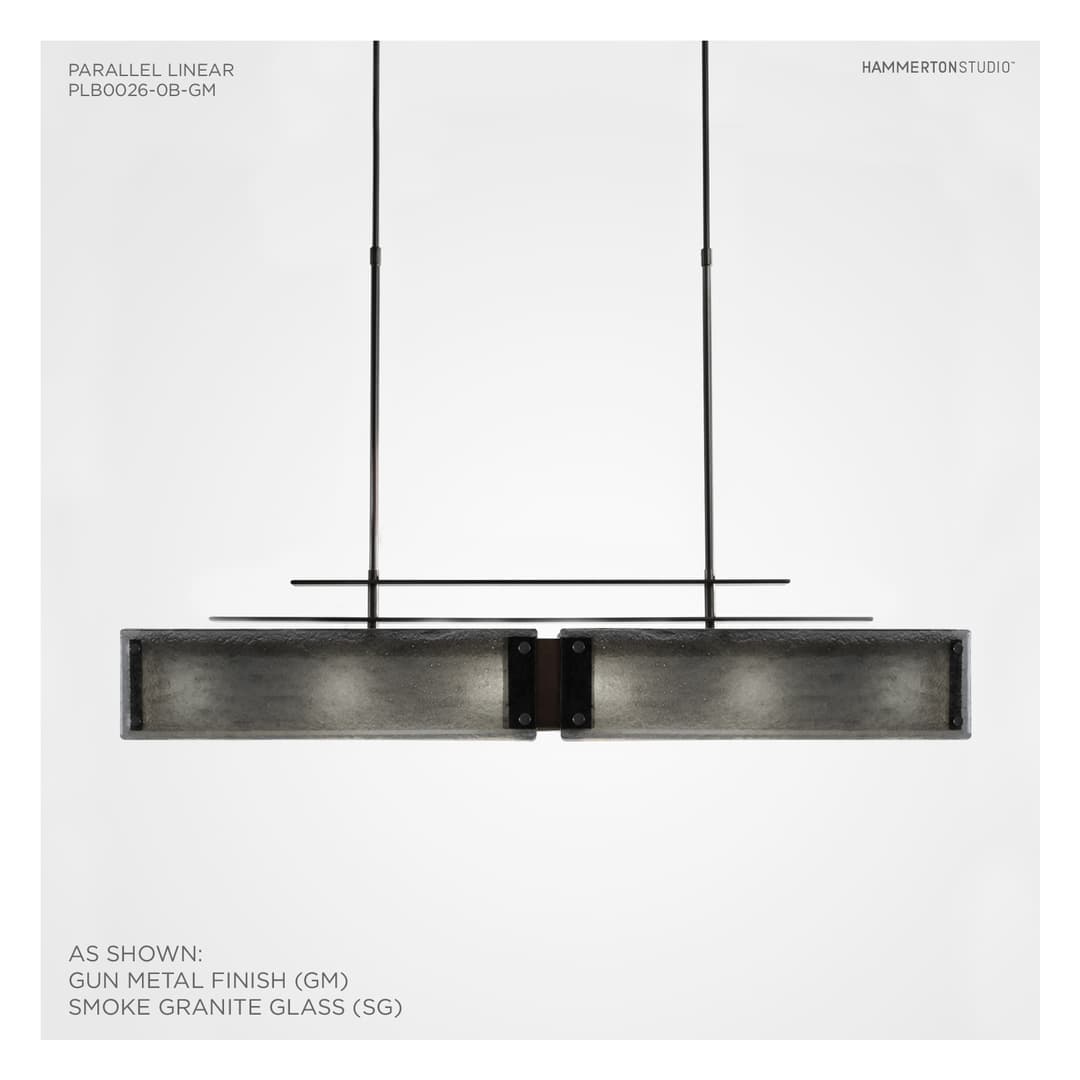 Urban Loft Parallel 44" Wide Artisan Crafted Linear Chandelier with Hand Textured Glass