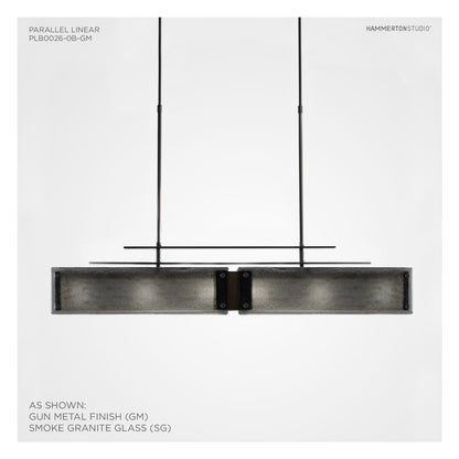 Urban Loft Parallel 44" Wide Artisan Crafted Linear Chandelier with Hand Textured Glass