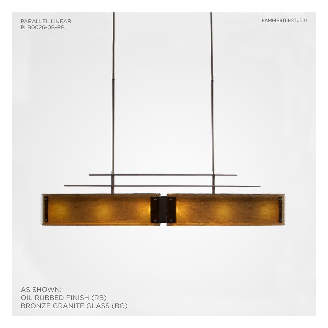 Urban Loft Parallel 44" Wide Artisan Crafted Linear Chandelier with Hand Textured Glass