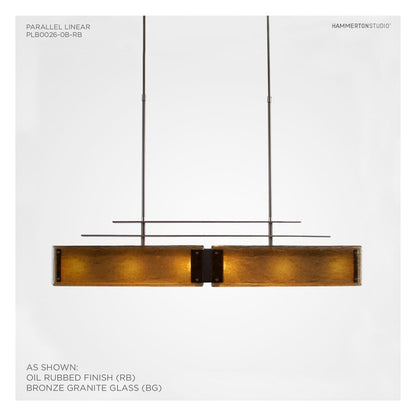 Urban Loft Parallel 44" Wide Artisan Crafted Linear Chandelier with Hand Textured Glass