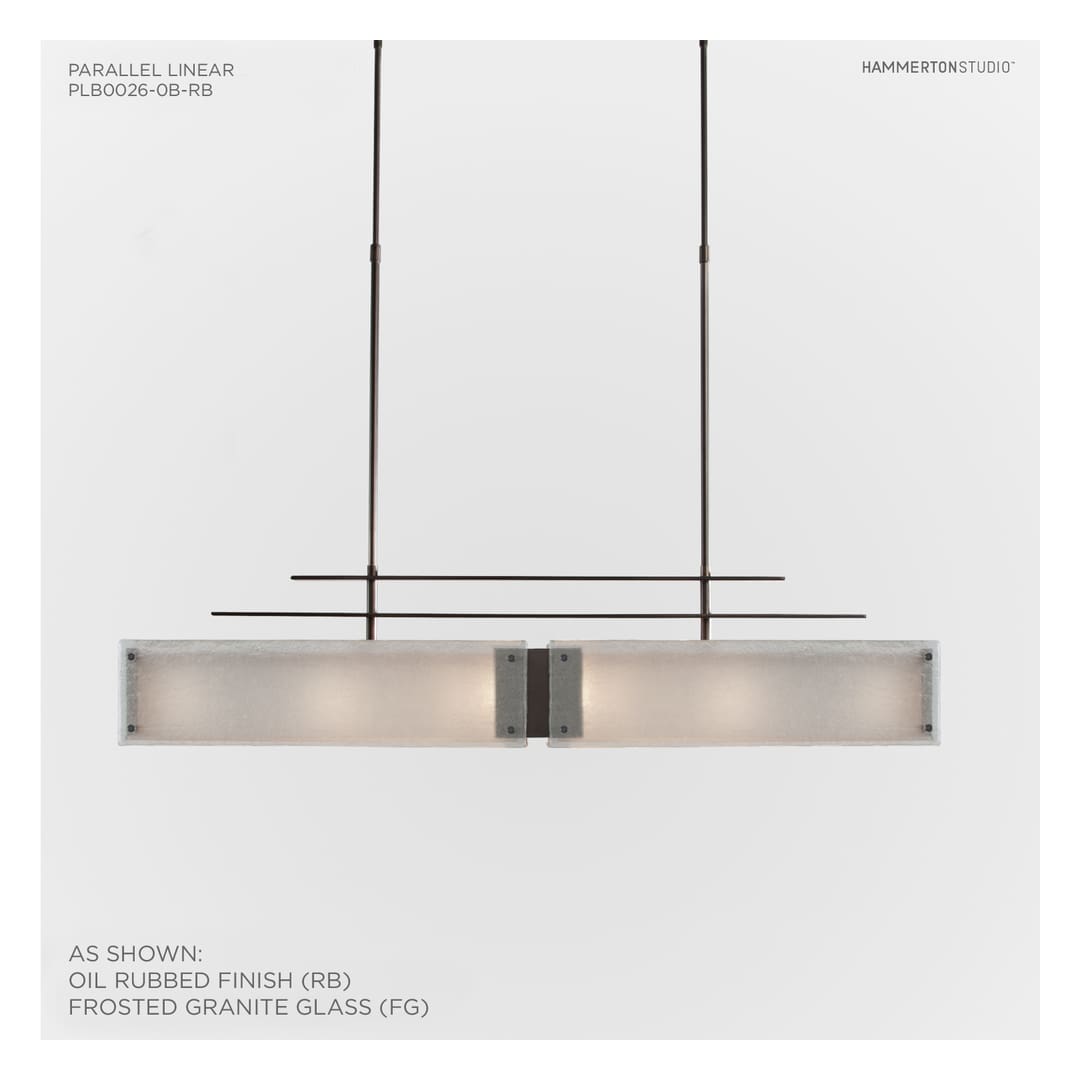 Urban Loft Parallel 44" Wide Artisan Crafted Linear Chandelier with Hand Textured Glass