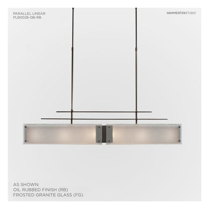 Urban Loft Parallel 44" Wide Artisan Crafted Linear Chandelier with Hand Textured Glass