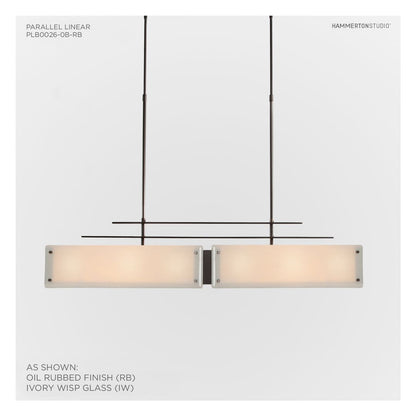 Urban Loft Parallel 44" Wide Artisan Crafted Linear Chandelier with Hand Textured Glass