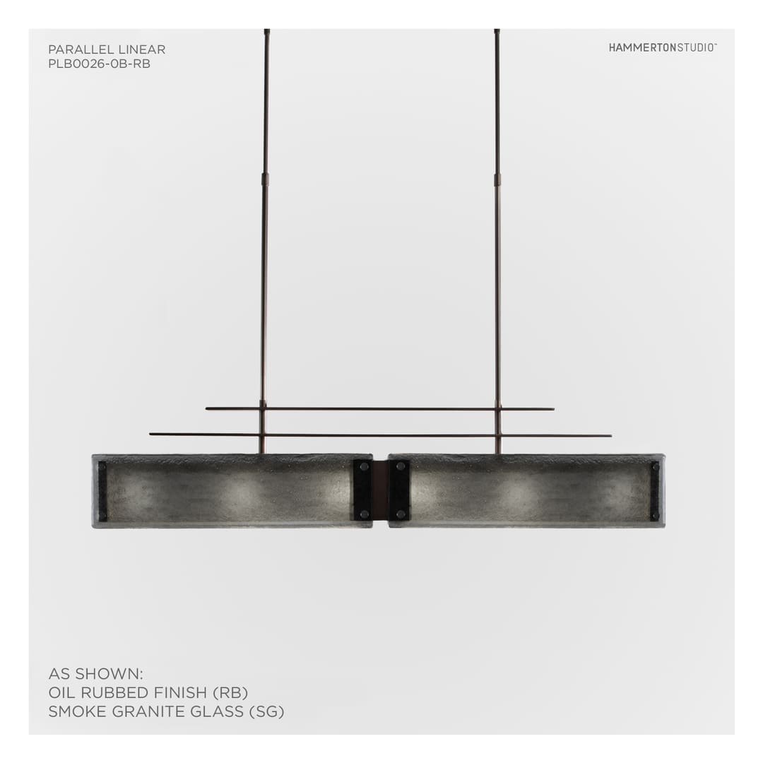 Urban Loft Parallel 44" Wide Artisan Crafted Linear Chandelier with Hand Textured Glass