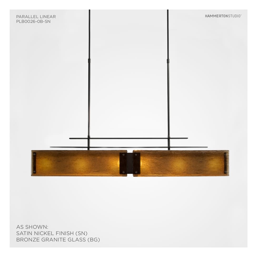 Urban Loft Parallel 44" Wide Artisan Crafted Linear Chandelier with Hand Textured Glass