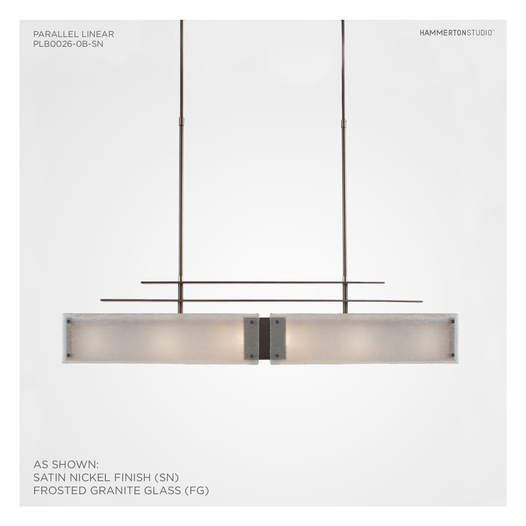 Urban Loft Parallel 44" Wide Artisan Crafted Linear Chandelier with Hand Textured Glass
