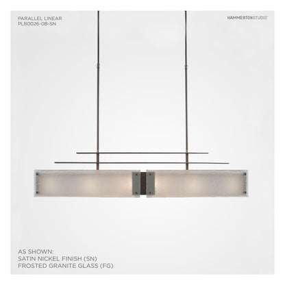 Urban Loft Parallel 44" Wide Artisan Crafted Linear Chandelier with Hand Textured Glass