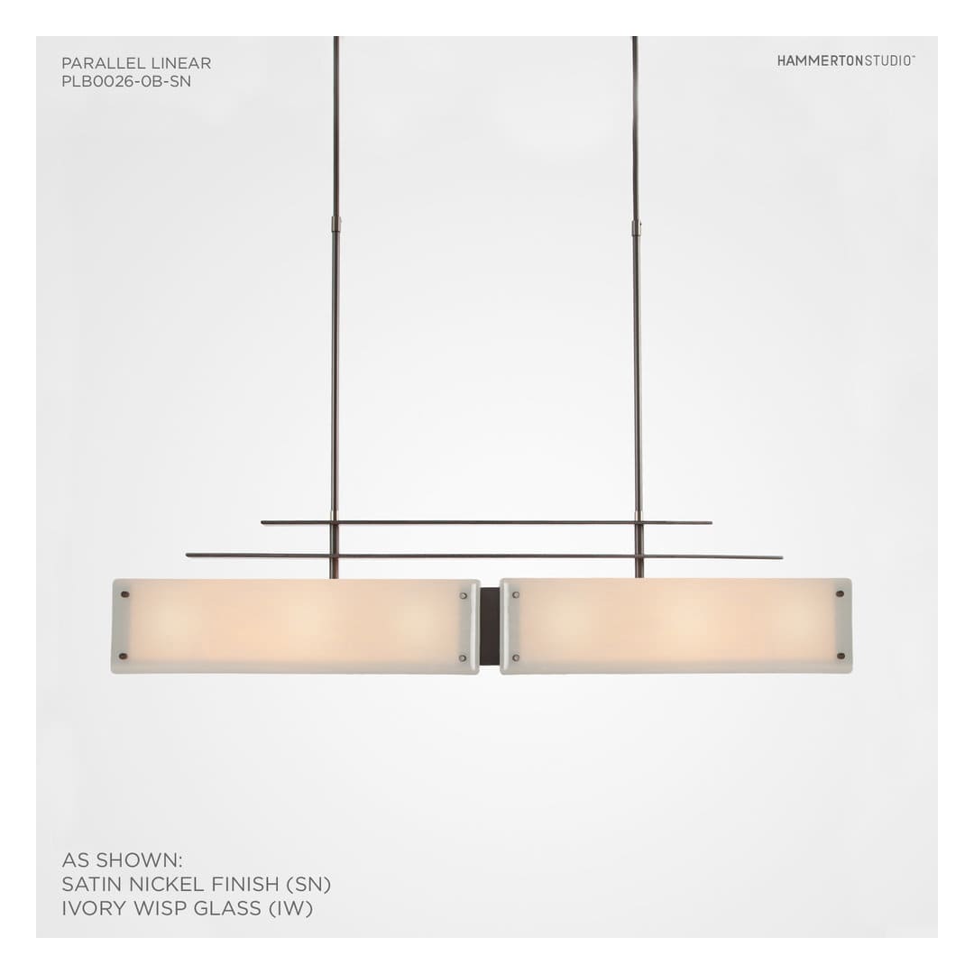 Urban Loft Parallel 44" Wide Artisan Crafted Linear Chandelier with Hand Textured Glass