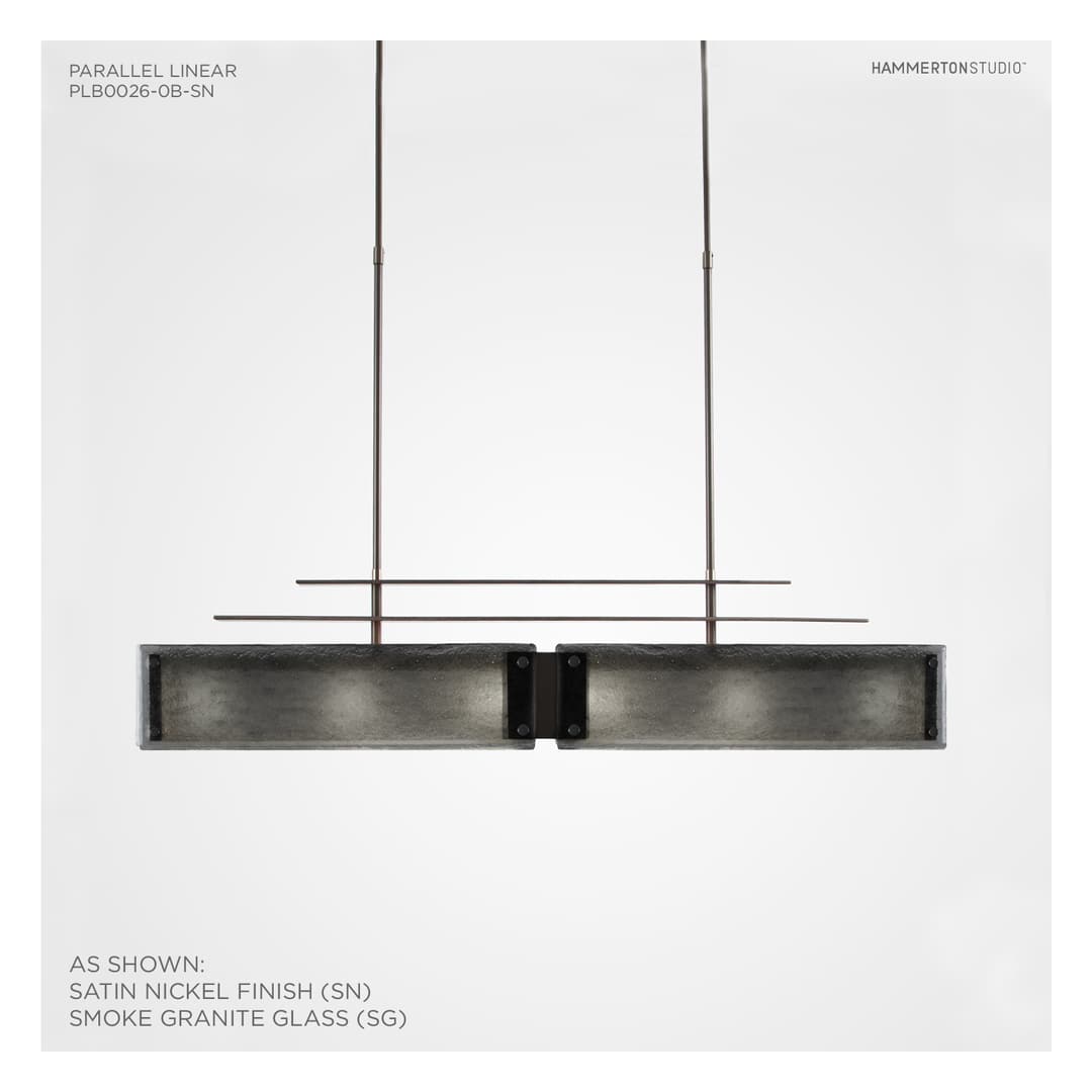 Urban Loft Parallel 44" Wide Artisan Crafted Linear Chandelier with Hand Textured Glass