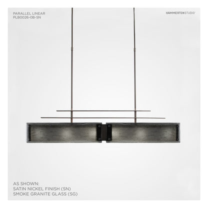Urban Loft Parallel 44" Wide Artisan Crafted Linear Chandelier with Hand Textured Glass