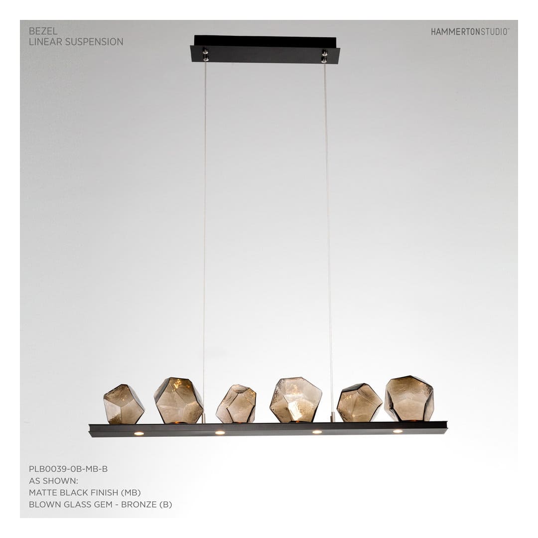 Gem 44" Wide 10 Light Hand Blown Glass LED Linear Suspension