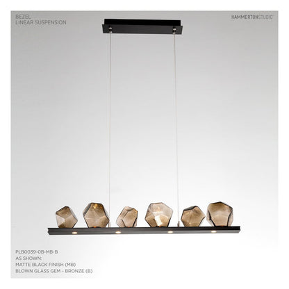 Gem 44" Wide 10 Light Hand Blown Glass LED Linear Suspension