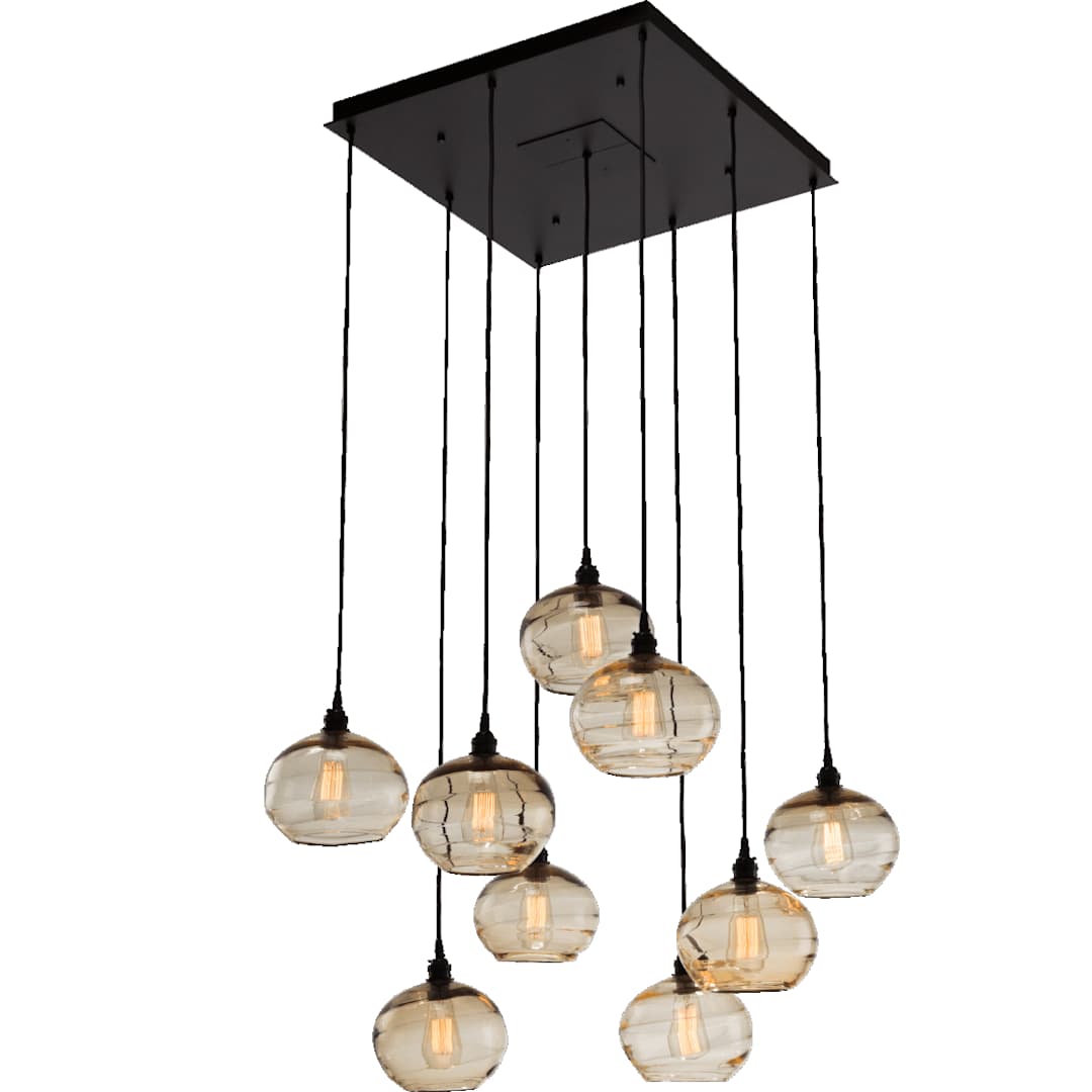 Coppa 29" Wide Artisan Crafted Optic Glass 9 Light Pendant