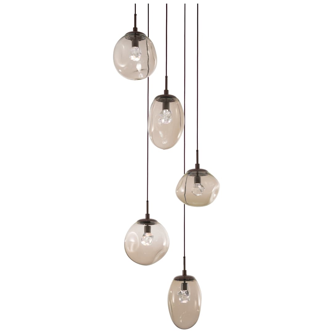 Cosmos 22" Wide Artisan Crafted 5 Light Nebula Glass Pendant