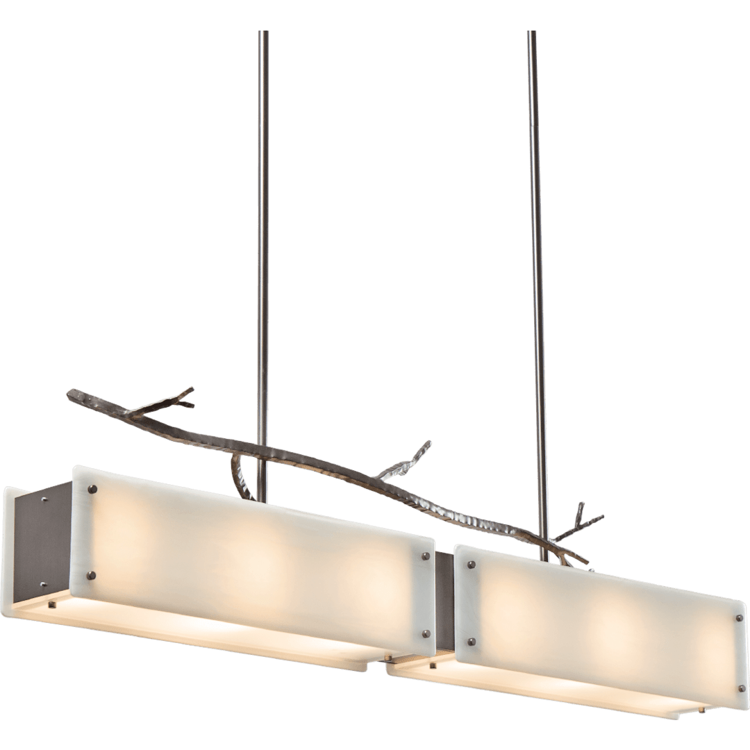 Ironwood 44" Wide Artisan Crafted Linear Chandelier with Hand Textured Glass and Sculpted Steel
