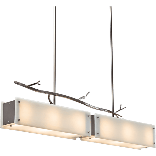 Ironwood 44" Wide Artisan Crafted Linear Chandelier with Hand Textured Glass and Sculpted Steel