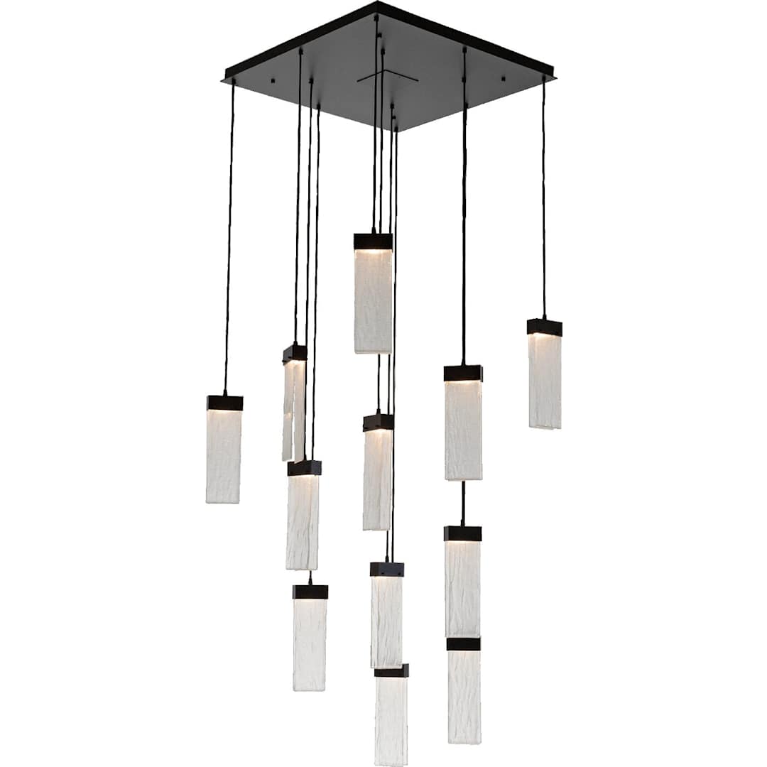 Parallel 33" Wide Artisan Crafted LED 12 Light Pendant with Hand Textured Glass