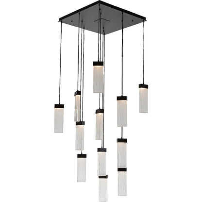 Parallel 33" Wide Artisan Crafted LED 12 Light Pendant with Hand Textured Glass