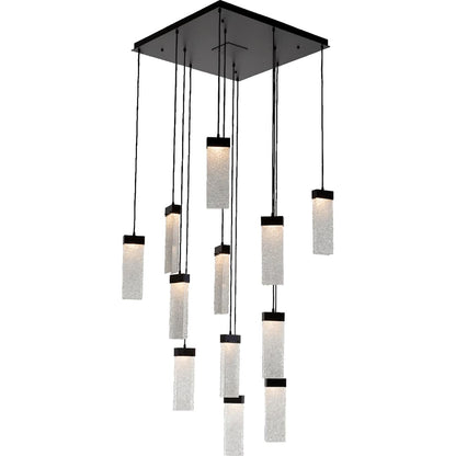 Parallel 33" Wide Artisan Crafted LED 12 Light Pendant with Hand Textured Glass