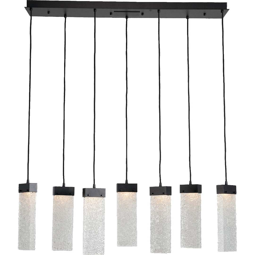Parallel 45" Wide Artisan Crafted 7 Light LED Linear Pendant with Hand Textured Glass