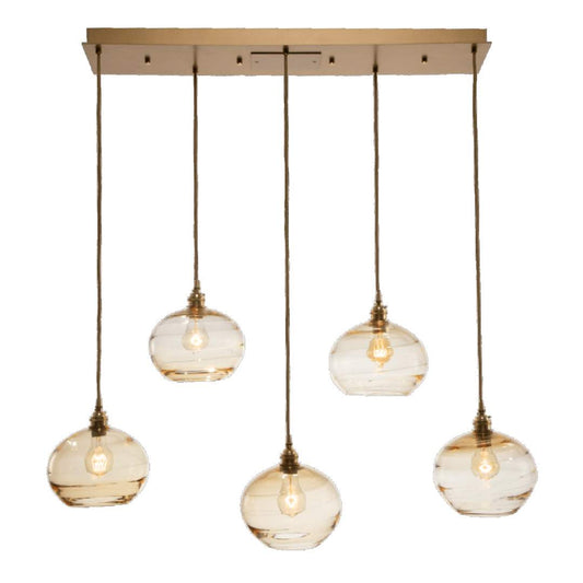 Coppa 40" Wide Artisan Crafted Optic Glass 5 Light Linear Pendant