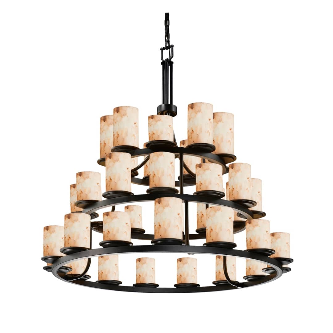 Alabaster Rocks! 36 Light 42" Wide LED Pillar Candle Chandelier
