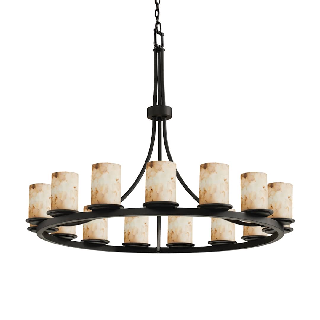 Alabaster Rocks! 15 Light 42" Wide LED Pillar Candle Chandelier