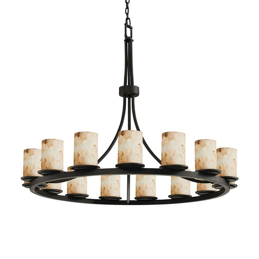 Alabaster Rocks! 15 Light 42" Wide LED Pillar Candle Chandelier