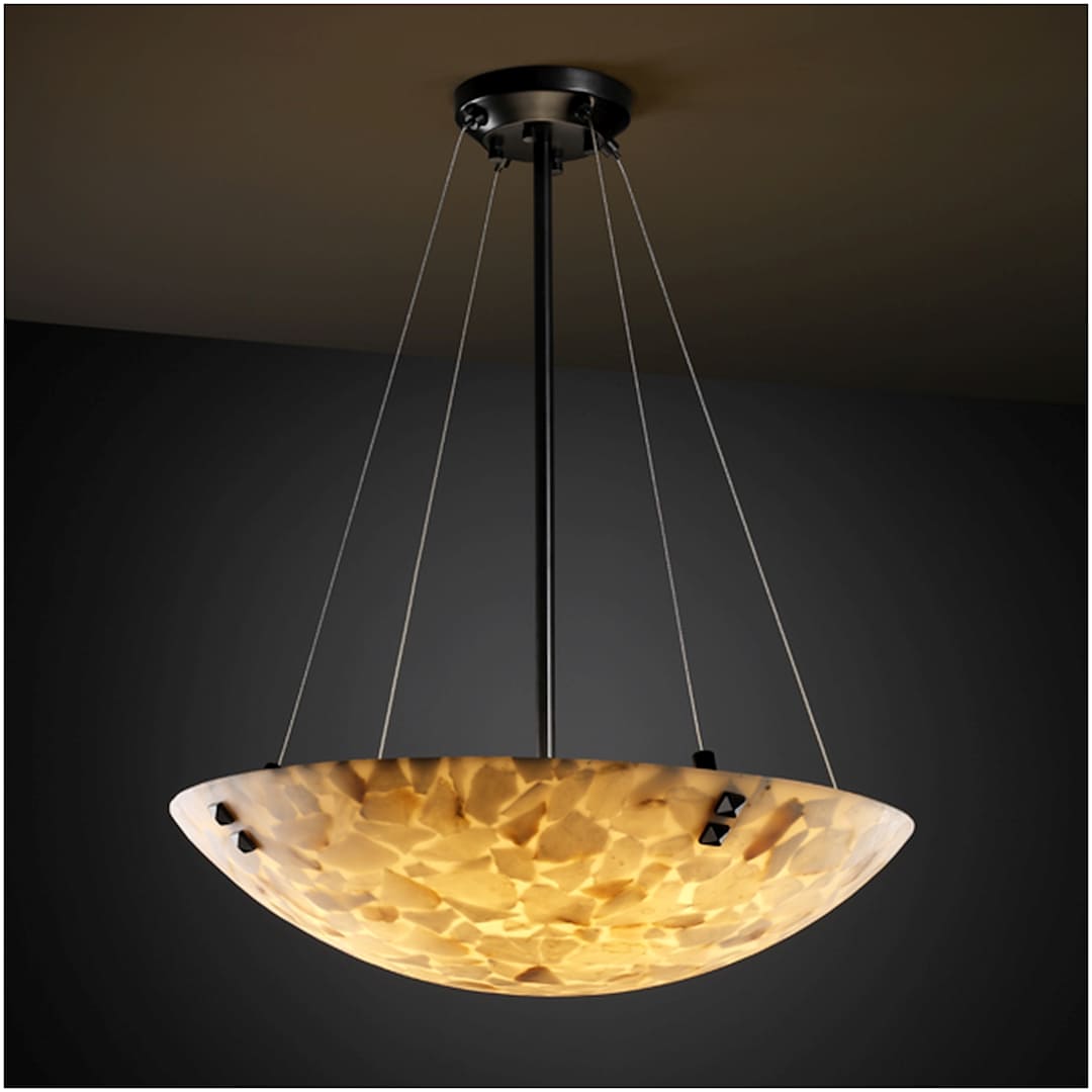 Alabaster Rocks! 8 Light 48" Wide Pendant with Shaved Alabaster Rocks Resin Shade