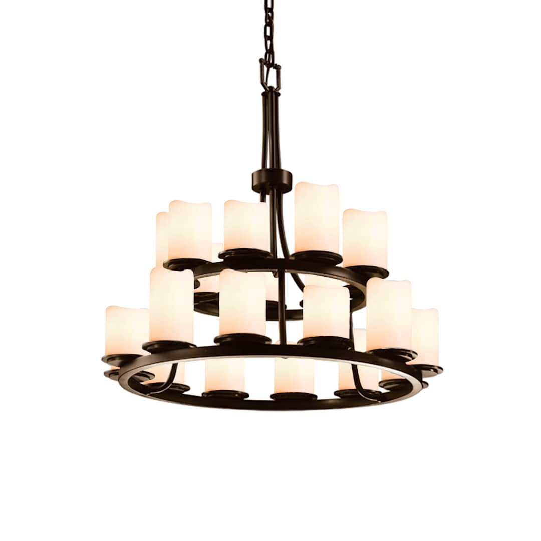CandleAria 21 Light 33" Wide Pillar Candle Chandelier with Faux Candle Resin Shades