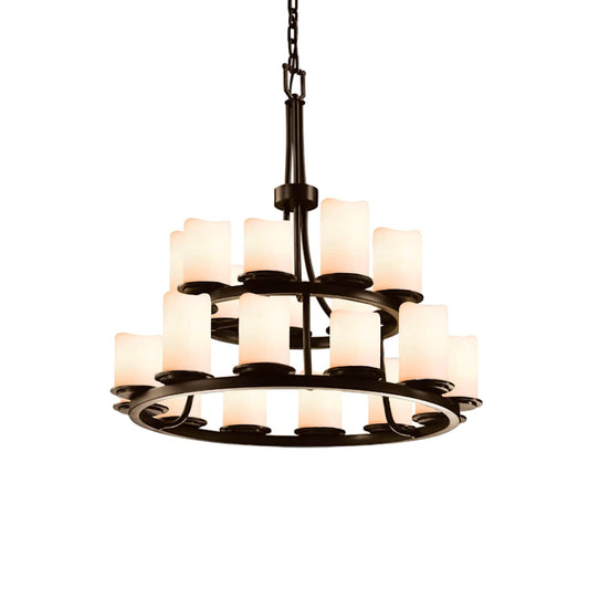 CandleAria 21 Light 33" Wide Pillar Candle Chandelier with Faux Candle Resin Shades