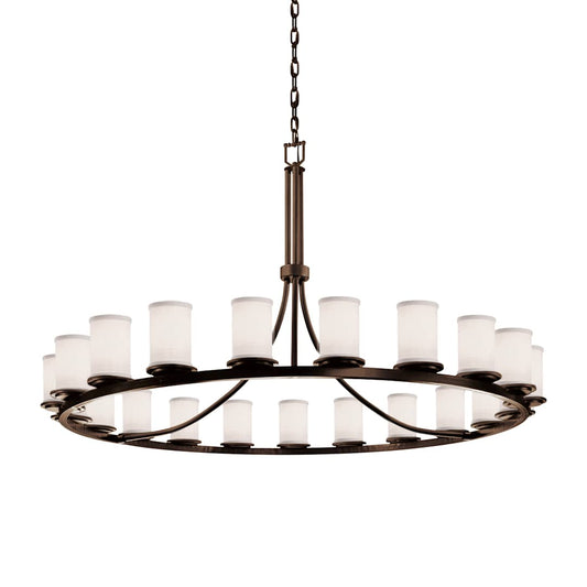 Textile 21 Light 60" Wide Pillar Candle Style Chandelier with White Fabric Shades