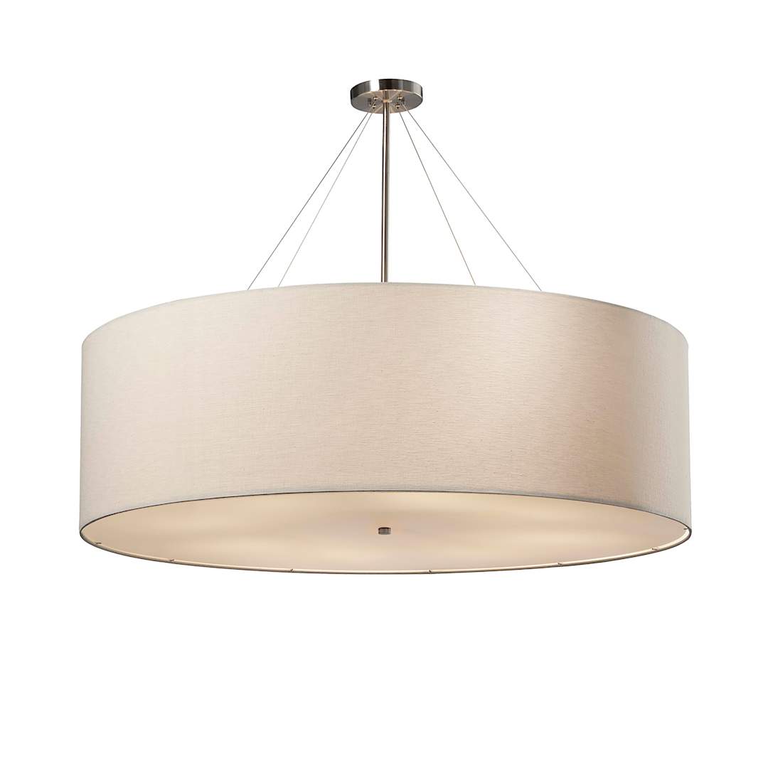 Classic 12 Light 60" Wide Drum Chandelier with White Shade